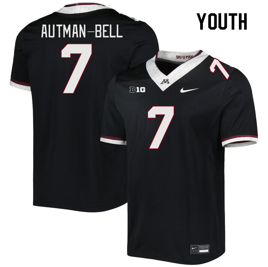Youth #7 Chris Autman-Bell Minnesota Golden Gophers College Football Jerseys Stitched-Black